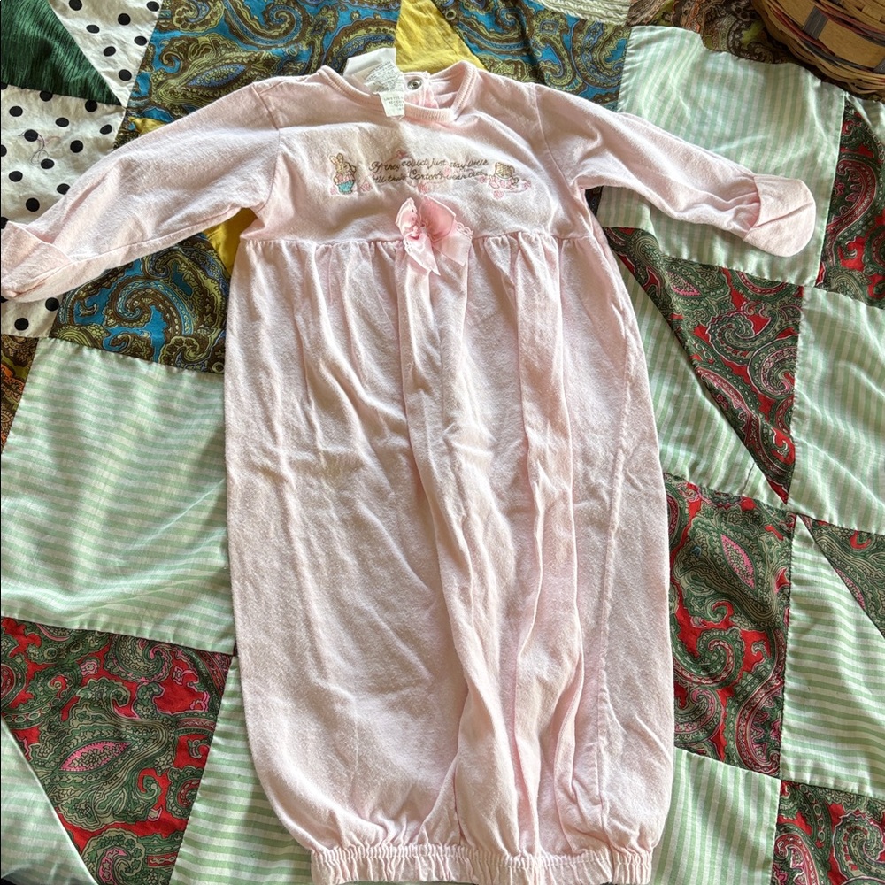 Vintage Carters Nightie With Hand Mittens Built In